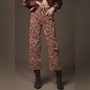 Anthropologie Pilcro Skipper Seamed High-Rise Crop Wide-Leg Pants Printed Twill